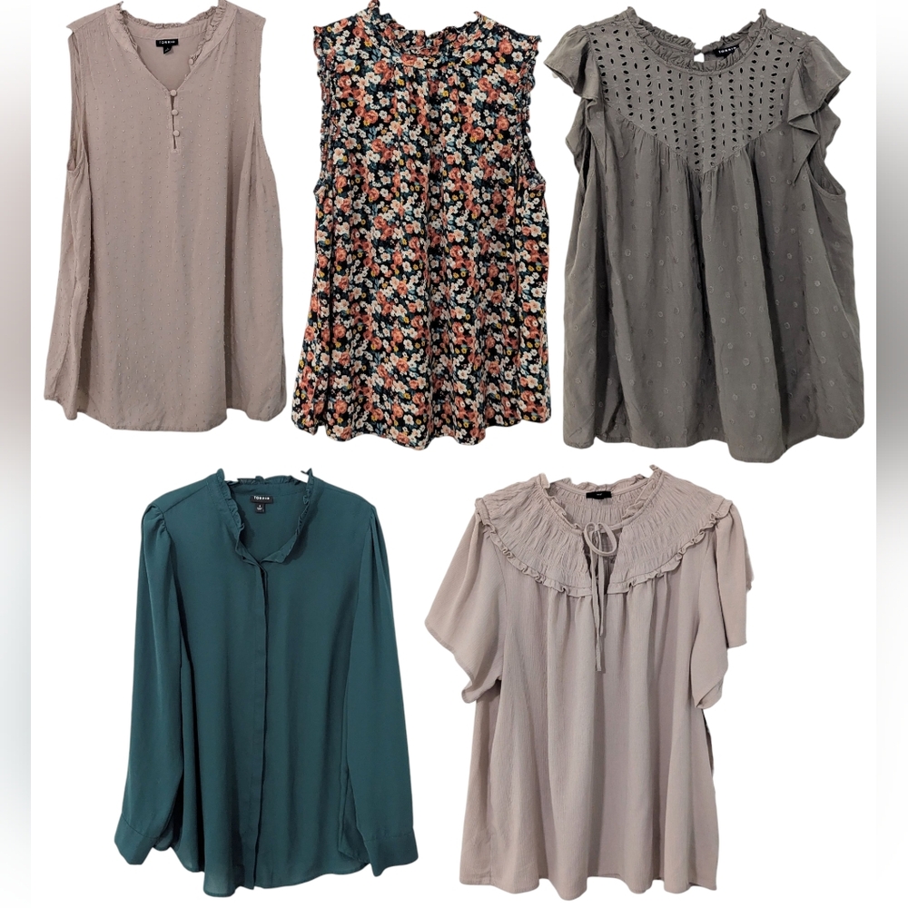 Torrid Set Of 5 Blouses and Tanks Woven Colorful Size 1 - Picture 1 of 11